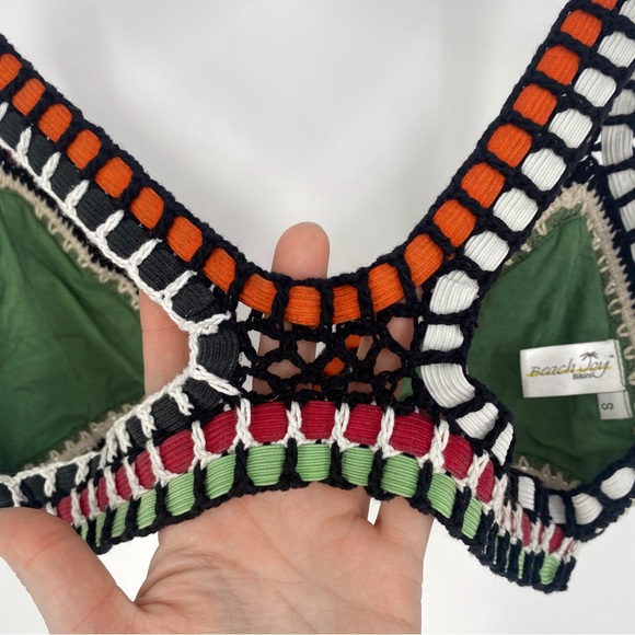 BEACH JOY | Boho Crochet Triangle Bikini Top Swimsuit in Green | S - Picture 6 of 8